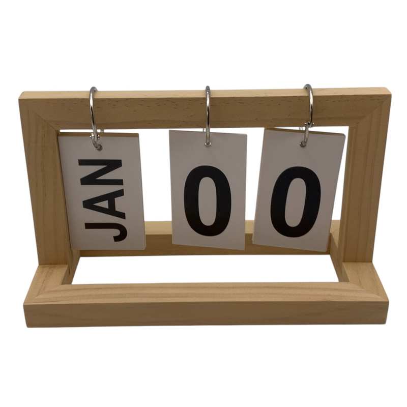 [E3232] Calendario perpetuo de madera, en bolsa