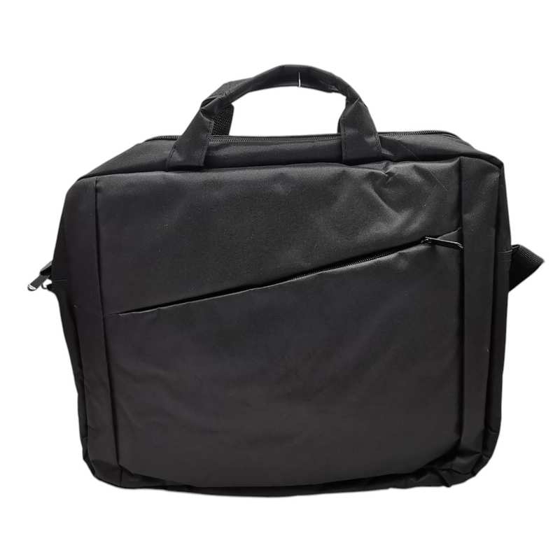 [E3236] Bolso para computadora 15" de poliéster con asas y correa, enganche para valija, bolsillo frontal, en bolsa