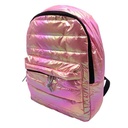 Mochila juvenil puffer, tornasolada con bolsillo frontal, varios colores