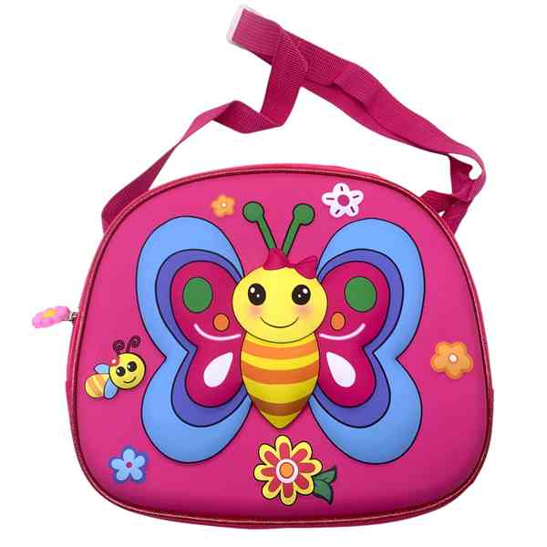 Bolsa lunchera de poliéster con frente rígido, asa larga y enganche para mochila, varios diseños
