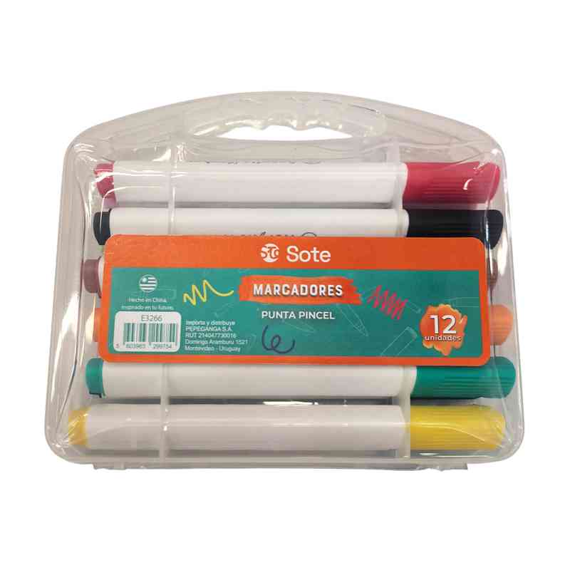 [E3266] Marcadores gruesos 12 colores, SOTE, en estuche