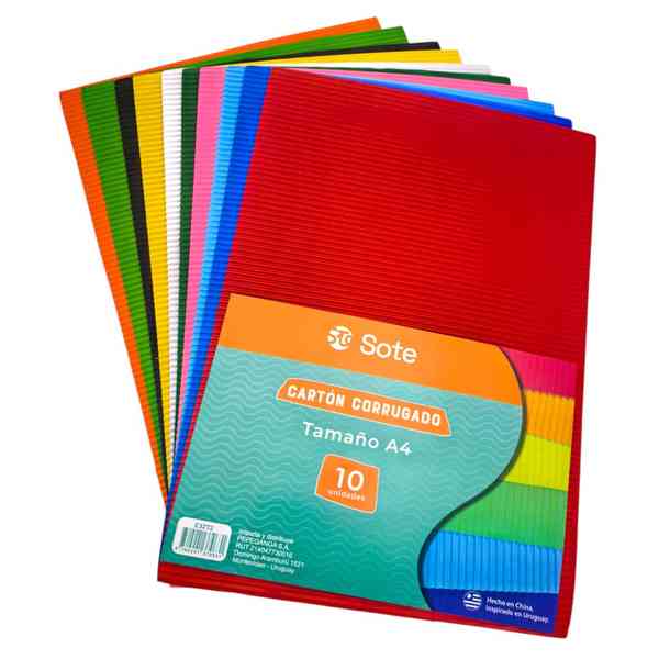 [E3272] Hojas A4, cartón corrugado x10 colores, SOTE