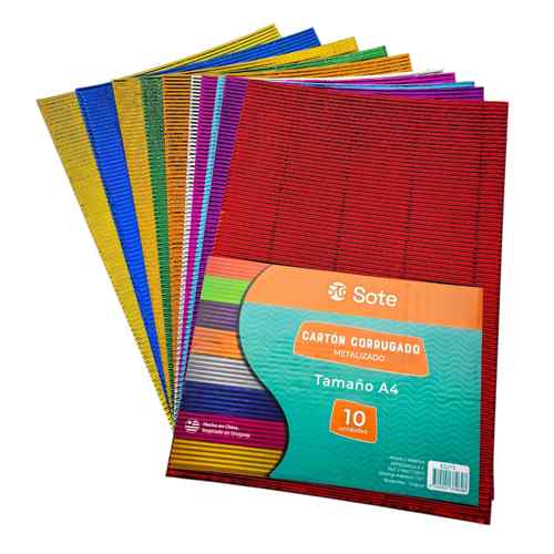 [E3273] Hojas A4, cartón corrugado metalizado x10 colores, SOTE