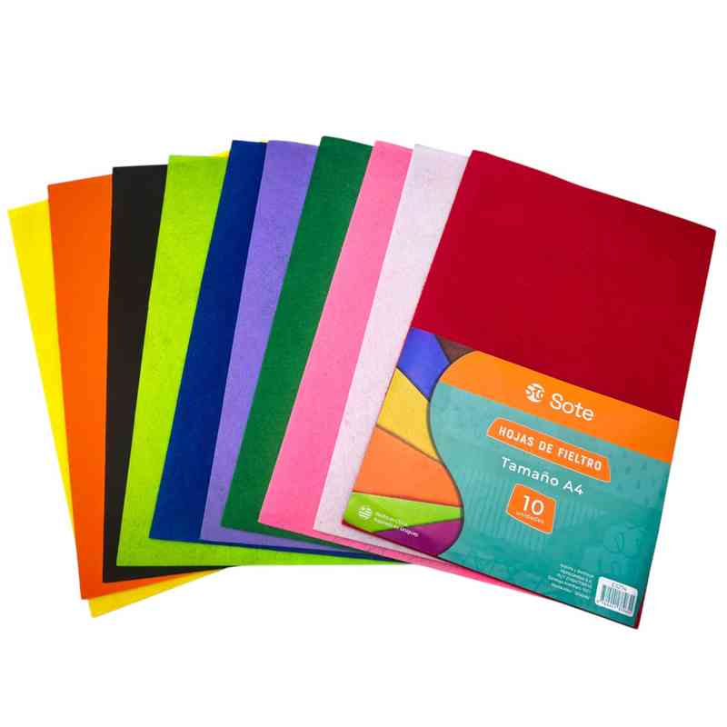 [E3274] Hojas A4, fieltro x10 colores, SOTE
