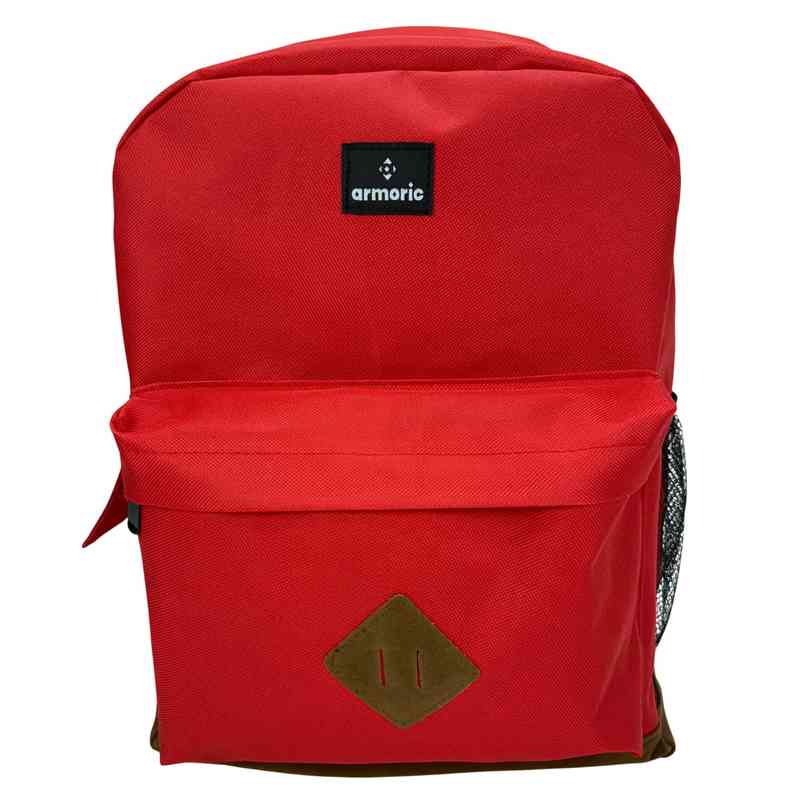 [E3276B] Mochila juvenil, de poliéster, bolsillo frontal y 2 laterales, ROJO, ARMORIC