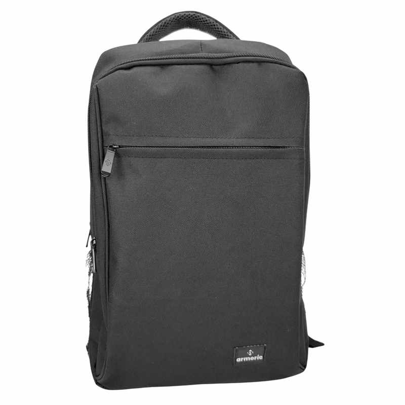 [E3279A] Mochila para computadora, de poliéster, 2 bolsillos frontales y 2 laterales, NEGRO, ARMORIC