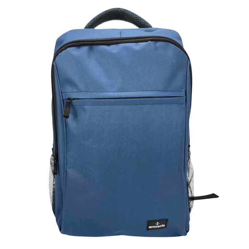 [E3279B] Mochila para computadora, de poliéster, 2 bolsillos frontales y 2 laterales, AZUL, ARMORIC