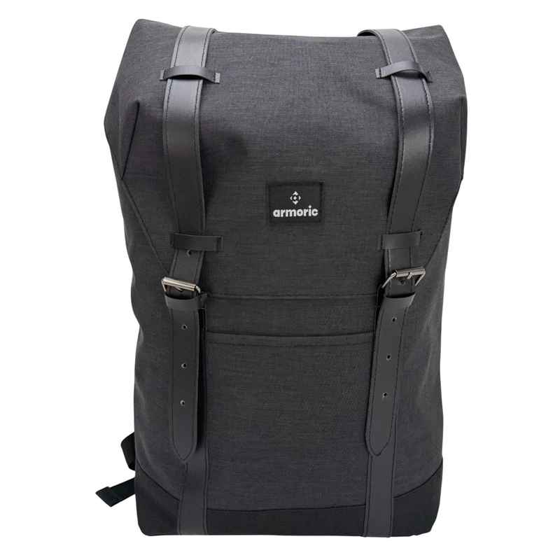 [E3280A] Mochila juvenil, de poliéster, con tapa, bolsillo frontal, NEGRO, ARMORIC