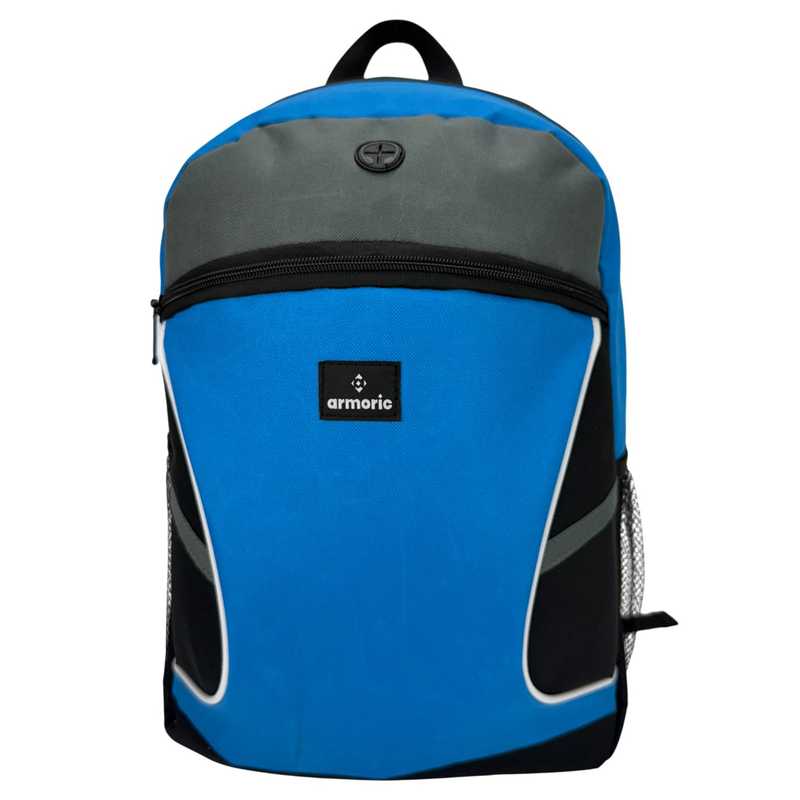 [E3293A] Mochila juvenil, de poliéster, con bolsillo frontal y 2 laterales con salida para auriculares, AZUL, ARMORIC