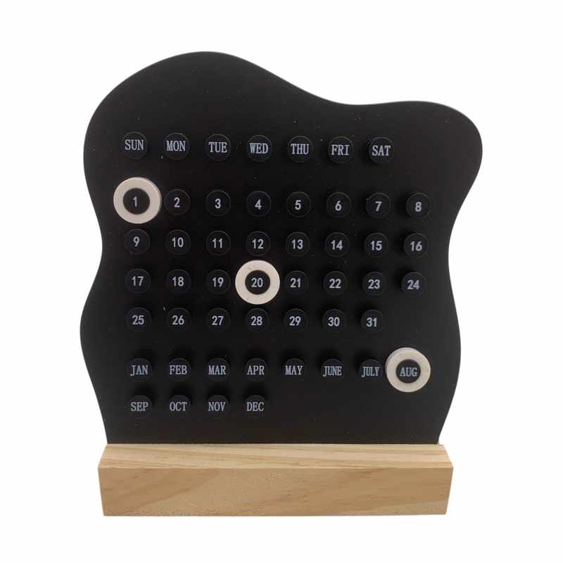 [E3300] Calendario perpetuo base de madera, en bolsa