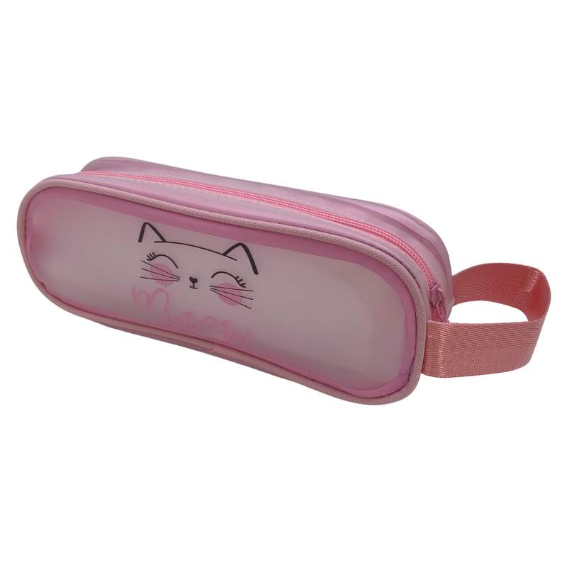 Cartuchera de PVC, con 2 cierres, varios diseños de gato