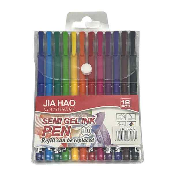 [E3335] Lapicera semigel x12 colores, punta 1.0, en estuche de PVC, PACK x12