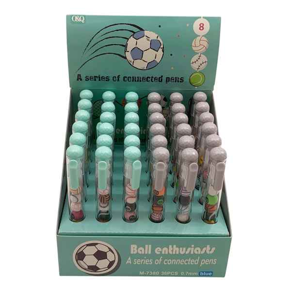 [E3345] Lapicera de gel azul pelotas, CAJA x36
