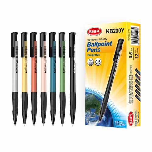 [E3439] Lapicera x12, NEGRO, punta 0.5, retráctil, en blister, BEIFA