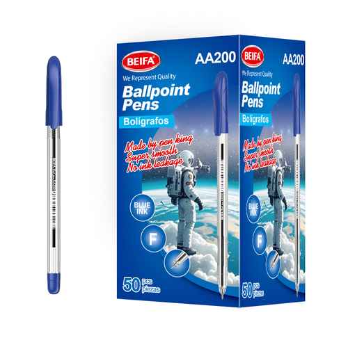[E3447A] Lapicera x50, AZUL, punta fina, en caja, BEIFA