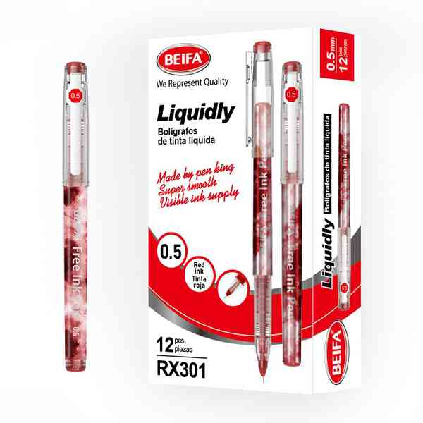 [E3453C] Lapicera tinta líquida x12, ROJO, punta 0.5, en caja, BEIFA