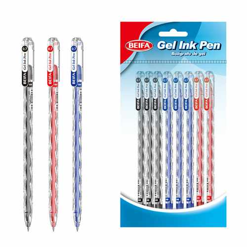 [E3459] Lapicera semigel x8, SURTIDO, punta 0.7, en bolsa BEIFA