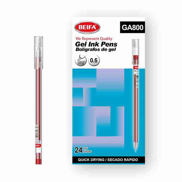 Lapicera de gel x12, ROJO, punta 0.5, en caja BEIFA