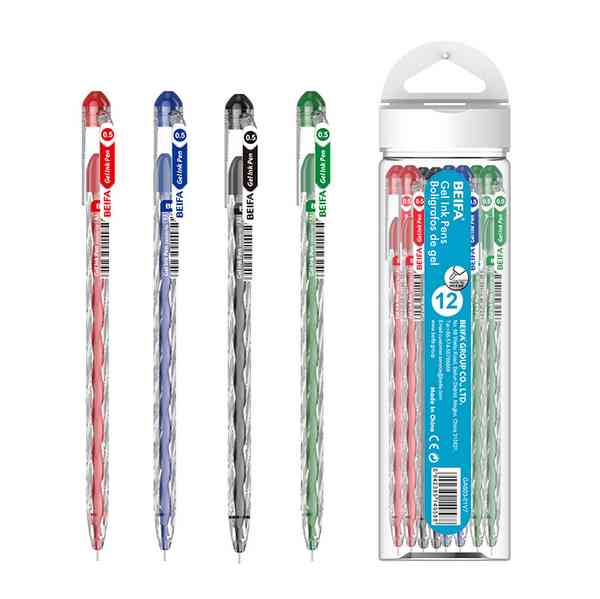 [E3467] Lapicera de gel x12, SURTIDOS, punta 0.5, en tubo de plástico, BEIFA