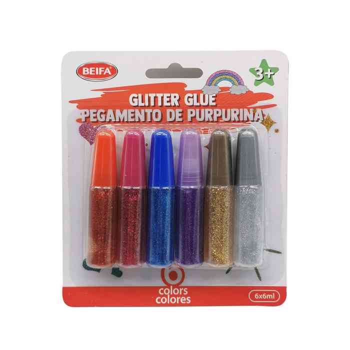 [E3499] Goma de pegar x6, con brillantina, en blister BEIFA
