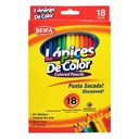 Lápices 18 colores largos, hexagonales, en caja BEIFA
