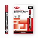 Marcador permanente x12, ROJO punta redonda, recargable, en caja BEIFA