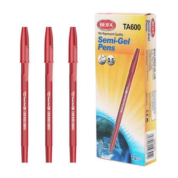 [E3545C] Lapicera semigel x12, ROJO, punta 0.5, en caja, BEIFA