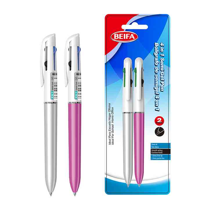 [E3554] Lapicera semigel x2, MULTICOLOR, punta 1.0, en blister, BEIFA