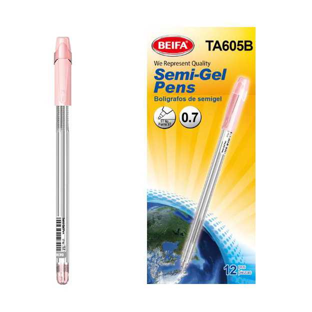 [E3567] Lapicera semigel x12, NEGRO, punta 0.7, en caja, BEIFA