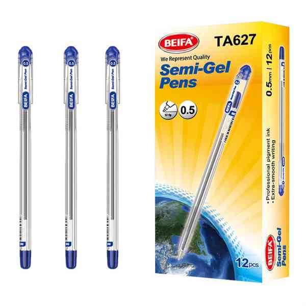 [E3569B] Lapicera semigel x12, AZUL, punta 0.5, en caja, BEIFA