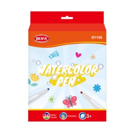 Marcadores acuarelables x24, lavables, en caja BEIFA