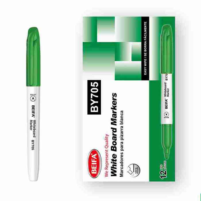 [E3596C] Marcador de pizarra x12 VERDE, punta redonda en caja BEIFA