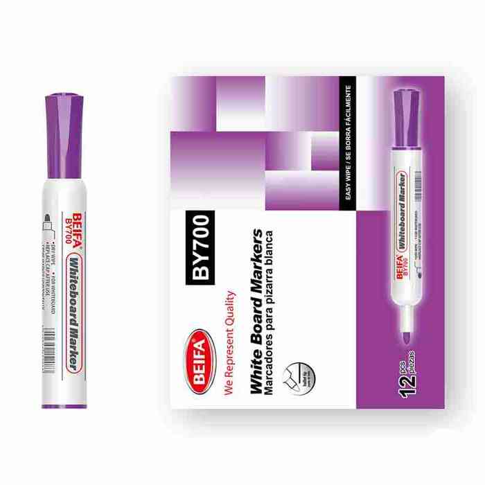 [E3598H] Marcador de pizarra x12 VIOLETA, punta redonda en caja BEIFA