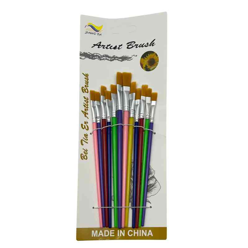 Pincel de plástico y nylon x12, en bolsa
