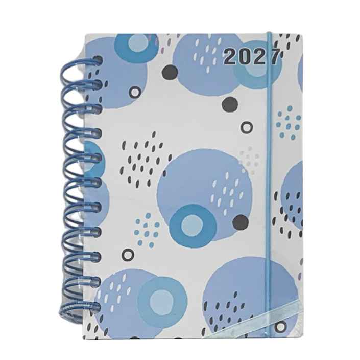 Agenda diaria 2027 A6, tapa dura con espiral y elástico, varios colores