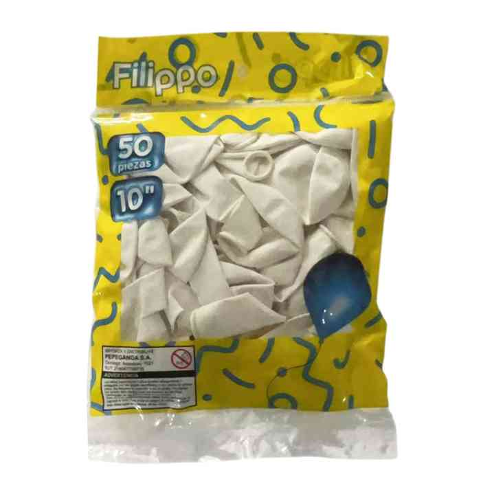 [G1154B] Globo FILIPPO 10" blanco, bolsa x50