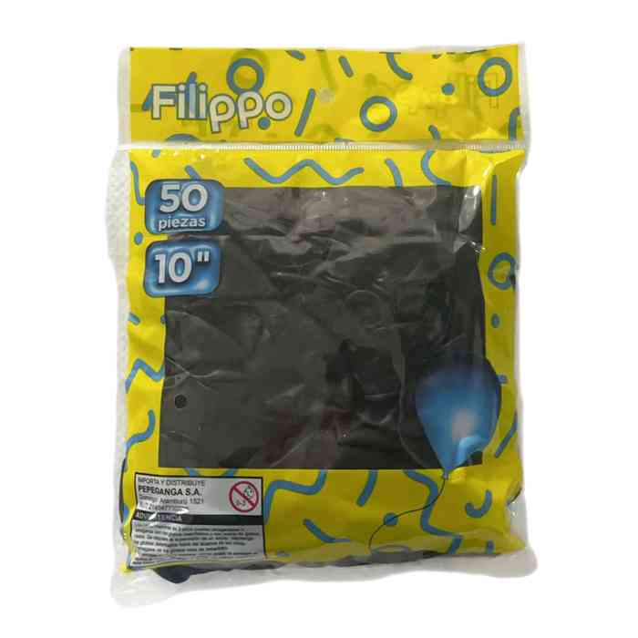 Globo FILIPPO 10" negro, bolsa x50