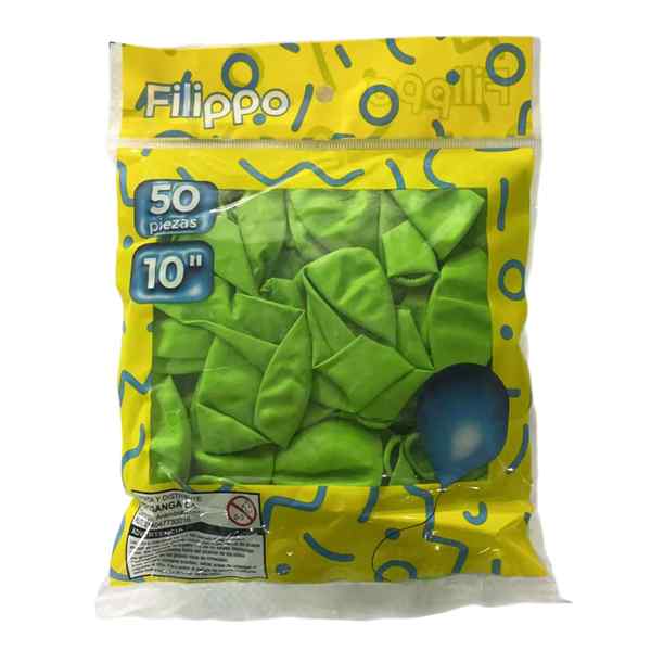 Globo FILIPPO 10" verde, bolsa x50