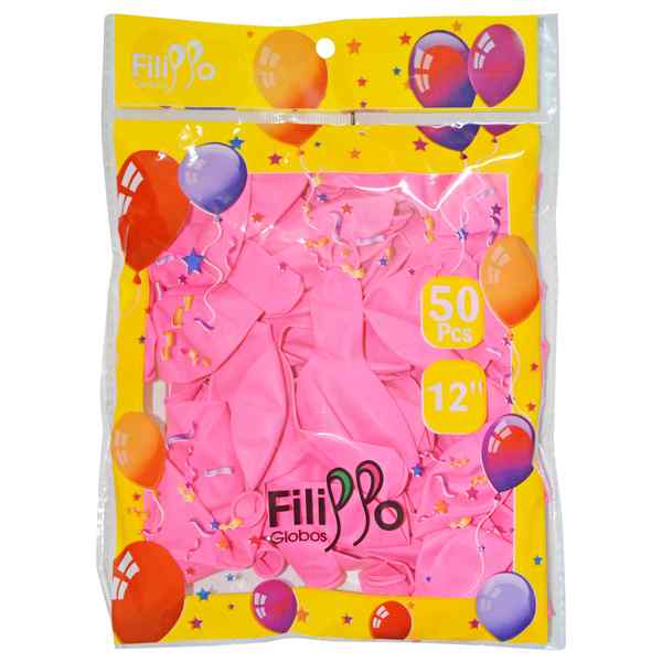 Globo FILIPPO 12" rosado, bolsa x50