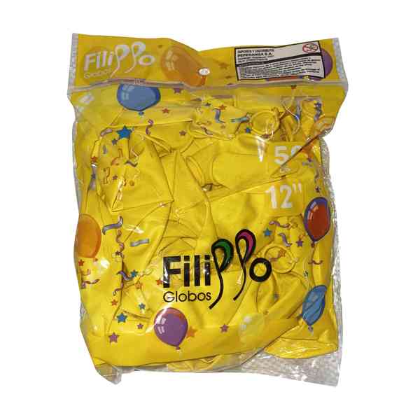 [G1156G] Globo FILIPPO 12" amarillo, bolsa x50