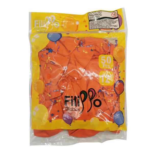 [G1156I] Globo FILIPPO 12" anaranjado, bolsa x50