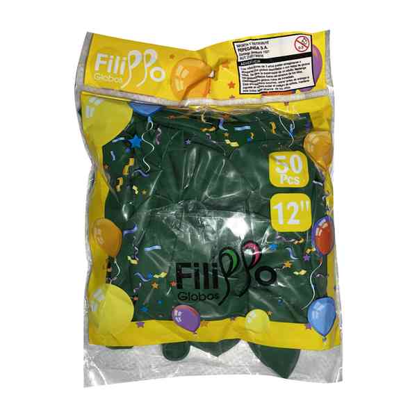 Globo FILIPPO 12" verde oscuro, bolsa x50