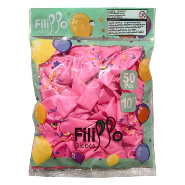 Globo FILIPPO 10" metalizado rosado, bolsa x50