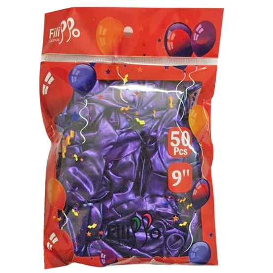 [G1281E] Globo FILIPPO 10" metalizado violeta, bolsa x50