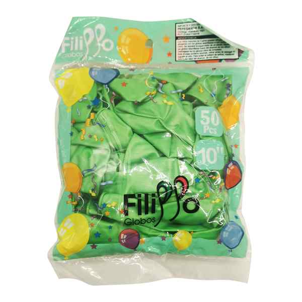 [G1281G] Globo FILIPPO 10" metalizado verde, bolsa x50