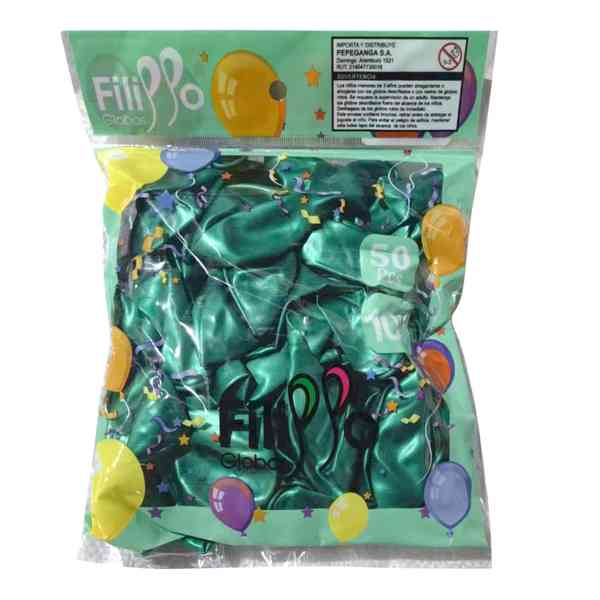 [G1281H] Globo FILIPPO 10" metalizado verde, bolsa x50