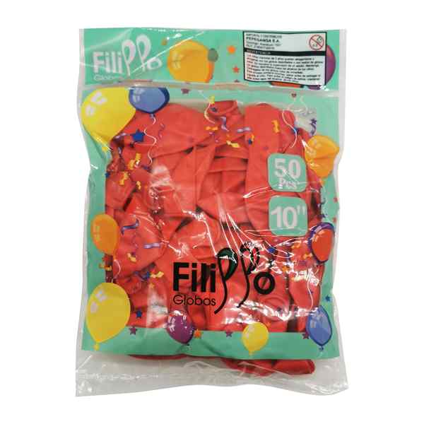 Globo FILIPPO 10" metalizado rojo, bolsa x50
