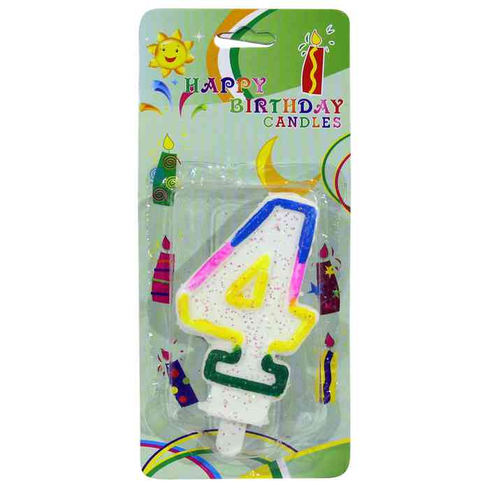 [G1300E] Velita de cumpleaños borde multicolor, N°4 en blister CAJAx12