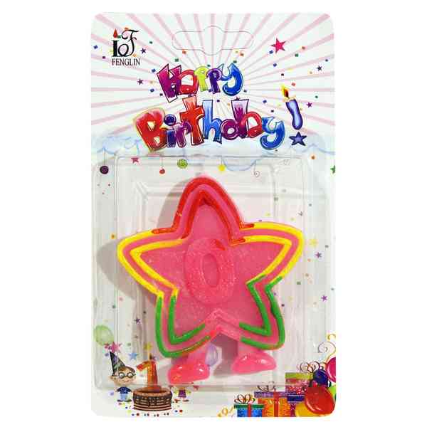 [G1364J] Velita de cumpleaños estrella N°0, en blister