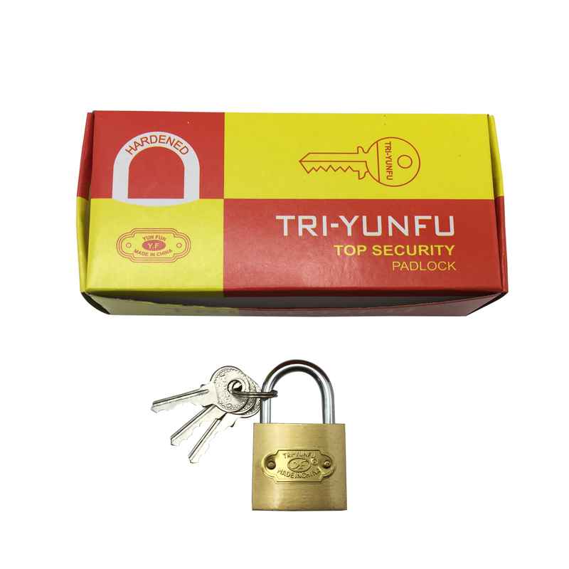 Candado 32mm dorado, con 3 llaves, CAJA x6